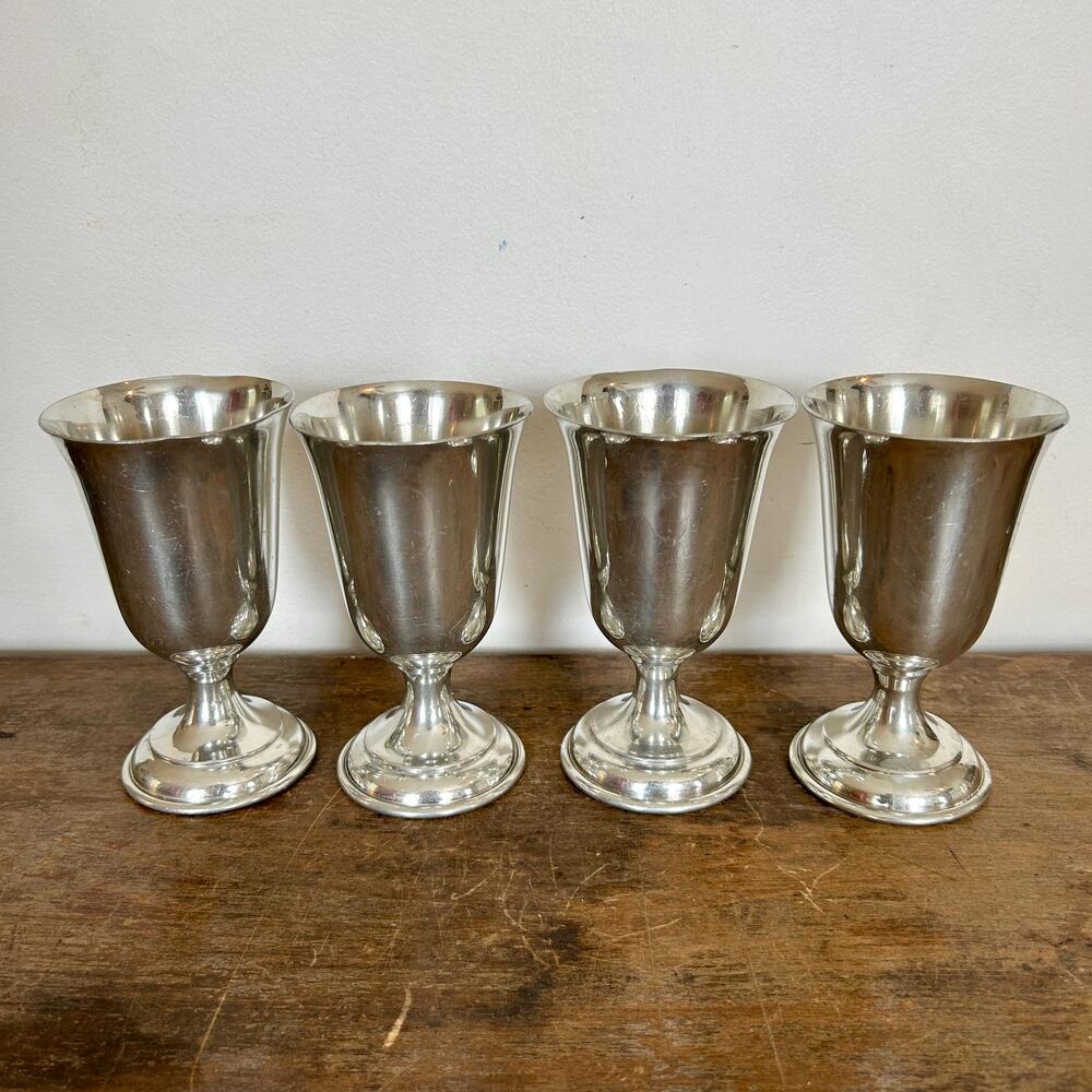 Vintage Pewter Goblets, Set of 4 | Bud Vases